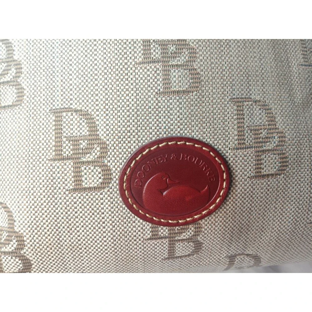 Dooney & Bourke Brown Signature Hobo Canvas Shoulder Bag Leather Trim